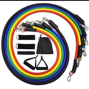 11 pc 100lb Resistance band bands set exercise gym